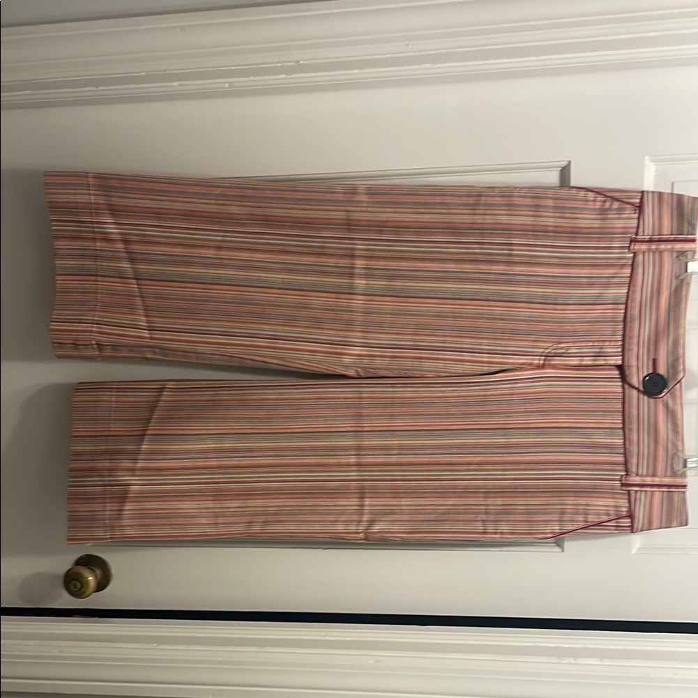 Pink Striped High-Waisted Capris